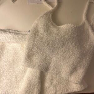 Garage Fuzzy White Tank Top and Shorts PJ Set